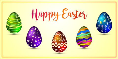 Happy Easter  greetings card set of eggs vector illustration 