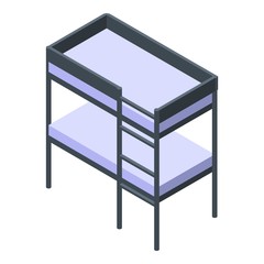 Hotel bunk bed icon. Isometric of hotel bunk bed vector icon for web design isolated on white background