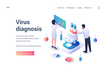 Isometric scientists investigating virus for diagnostic service