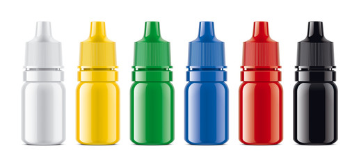Obraz premium Set of Colored Droppers bottles. Glossy surface version. 