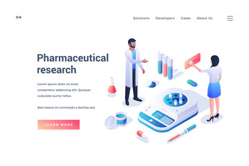 Website banner promoting research of pharmaceutical company