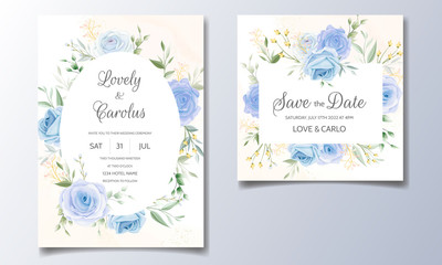 Fototapeta na wymiar Beautiful Floral Wreath Wedding Invitation Card Template