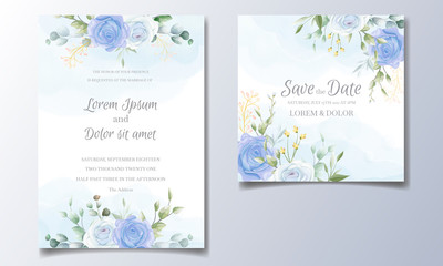 Fototapeta na wymiar Beautiful Floral Wreath Wedding Invitation Card Template