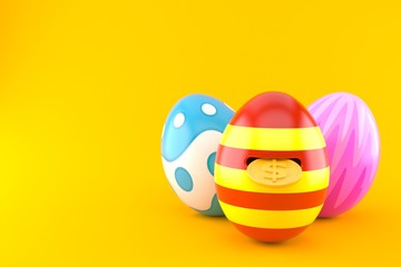 Easter eggs with golden coin inside