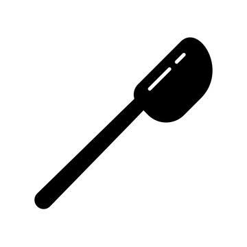 recommend clip art: Cutout silhouette Silicone spatula icon. Outline logo of kitchenware. Black simple illustration of flexible rubber spoon. Flat isolated vector image on white background