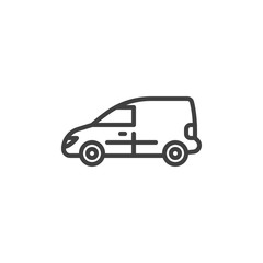 Delivery van line icon. linear style sign for mobile concept and web design. Delivery Car service outline vector icon. Symbol, logo illustration. Vector graphics