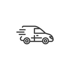 Express delivery van line icon. linear style sign for mobile concept and web design. Fast delivery service outline vector icon. Symbol, logo illustration. Vector graphics