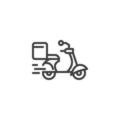 Fototapeta premium Express delivery scooter line icon. linear style sign for mobile concept and web design. Quick shipping service outline vector icon. Symbol, logo illustration. Vector graphics