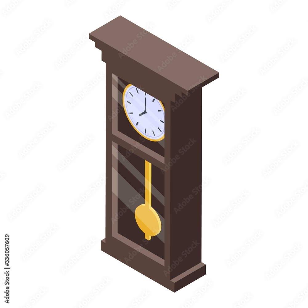 Poster wall pendulum clock icon. isometric of wall pendulum clock vector icon for web design isolated on wh