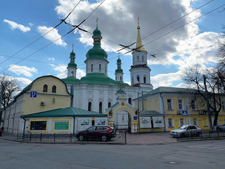 The temple in honor of St. Theodosius Pechersky in the Kievan neighbourhood of Podil. Kiev Pechersk...