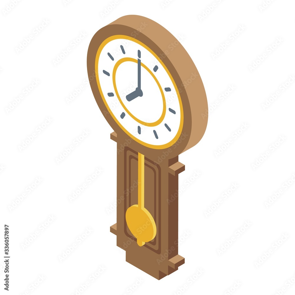 Poster antique pendulum clock icon. isometric of antique pendulum clock vector icon for web design isolated