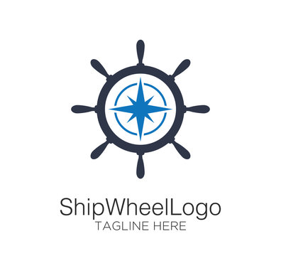 ship wheel logo vector design concept