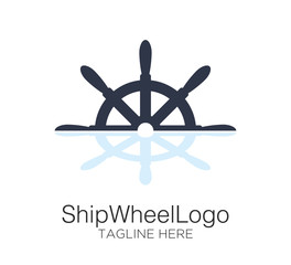 ship wheel logo vector design concept