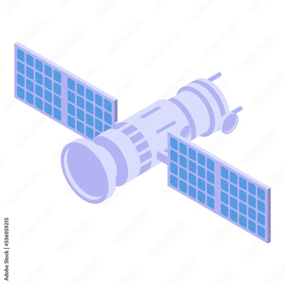 Poster broadcast satellite icon. isometric of broadcast satellite vector icon for web design isolated on wh