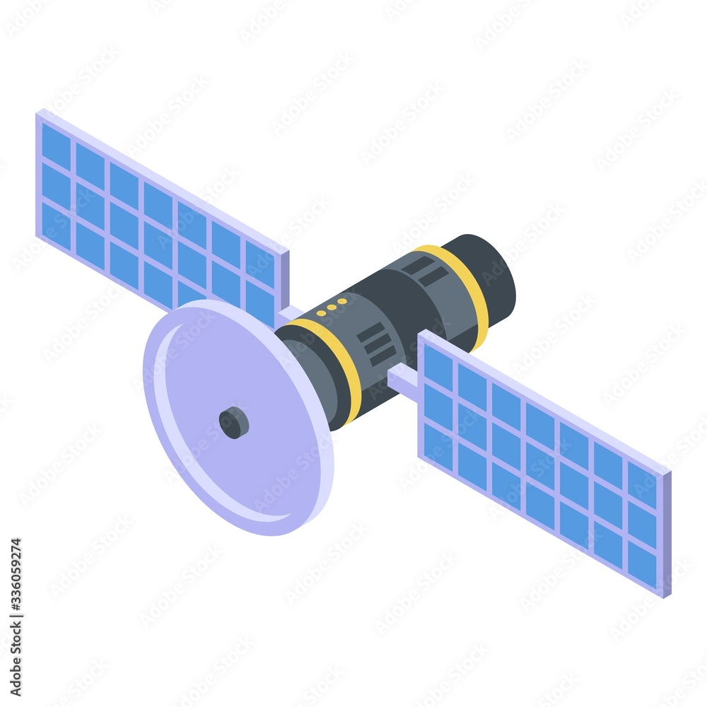 Poster communication space satellite icon. isometric of communication space satellite vector icon for web d