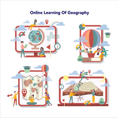 Geography online education sevice set. Global science studying