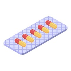 Red yellow capsule blister icon. Isometric of red yellow capsule blister vector icon for web design isolated on white background