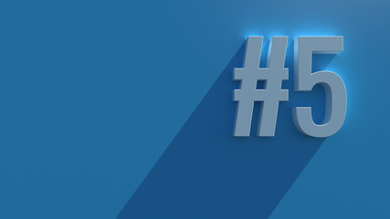 Obraz premium Simple 3d render text on blue background with long shadow and bloom effect. Number.