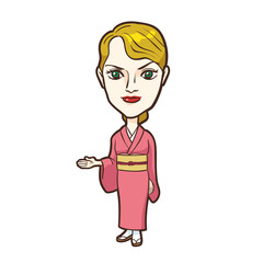 イラスト ：仲居さん　白人女性