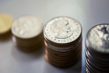 Depth of field of US. Coin growing with blurred background, investment concept. growing on coin, Business Finance and Save Money concept.
