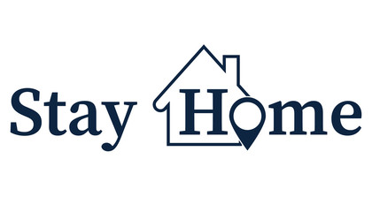 Stay at home with a slogan with a house as a pointer instead of a letter . Protection campaign or measure for coronavirus, COVID-19. Stay at home, Coronavirus, COVID-19 concept.