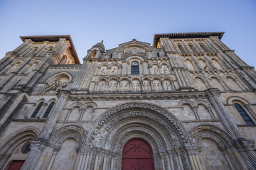 Fototapeta premium Close-up of Sainte-Croix church, the Church of the Holy Cross, a Roman Catholic abbey church located in Bordeaux, southern France.