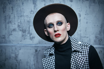 man with bright make-up