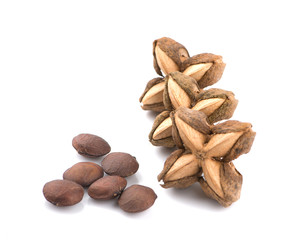 Nuts Incas , sacha inchi peanut seed an isolated on white background