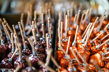 Small tasty sweets on wooden stick