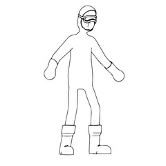 sketch of a character in a protective suit fighting against coronavirus vector