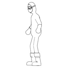 sketch of a character in a protective suit fighting against coronavirus vector
