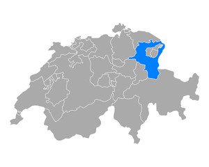 Fototapeta na wymiar Karte von Sankt Gallen in Schweiz