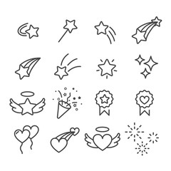 Set of heart and star or sparkling and twinkling icon isolated. Modern outline on white background