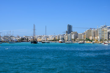 The harbour area of the town of Sliema,Malta.