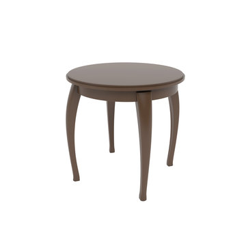 Wooden brown round table. 3d rendering illustration