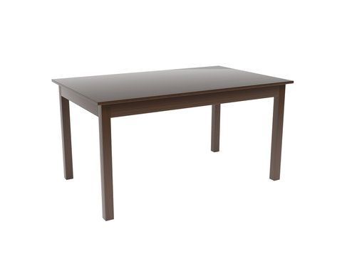 Brown square wooden table. 3d rendering illustration
