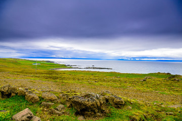 Beautiful rugged Iceland Fjord seascape