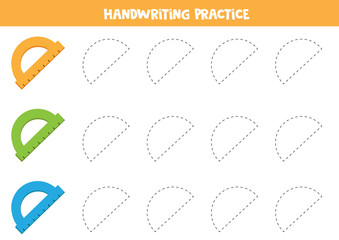 Handwriting practice with colorful rulers. Trace the lines.