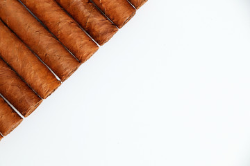 Cuban cigars on a white background