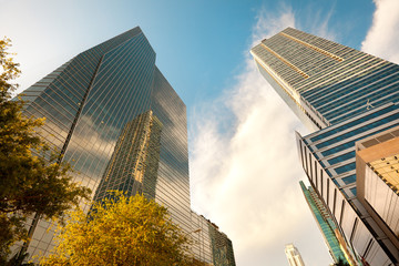 Skyline of skyscrapers at Brickell Avenue in downtown Miami, Florida, United States