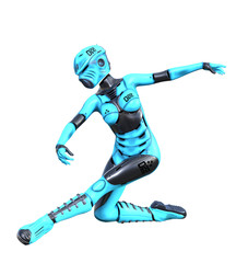 Robot woman. Matte metal droid. Artificial Intelligence.