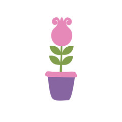 Plants in flower pot icon isolated on white background. Vector Illustration in cartoon style for graphic and web design