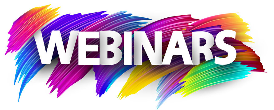 Big Webinars Paper Sign Over Brush Strokes Background.