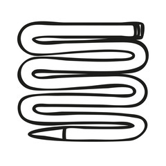 Watering hose illustration, garden gear for irrigation and watering plants.  Agriculturing tool for gardening, and farming, rubber sprayer. Simple drawing in doodle style isolated on white background