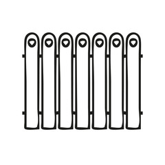 Vector illustration of rural wooden fences, pickets isolated on white background. Front garden fencing in doodle style