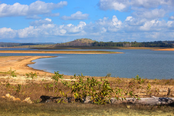 Lake Tinaroo with low water during drought, Atherton Tablelands, Queensland, Australia