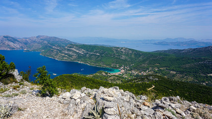 View of the Peljesac peninsula and the bays of the Adriatic Sea from Mount St. Ivan