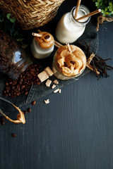 Dalgona whipped coffee, instant coffee, cream coffee, iced coffee 