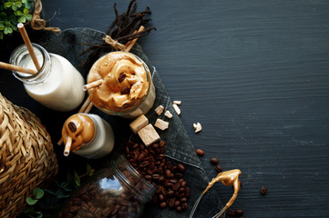 Dalgona whipped coffee, instant coffee, cream coffee, iced coffee 