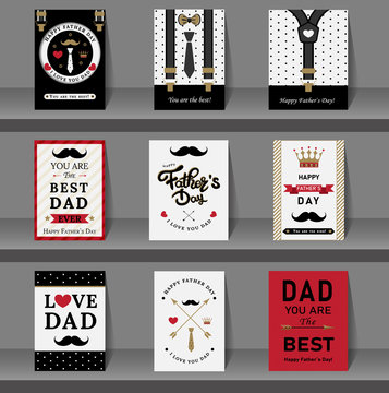 Postcard vector for dad -vector set